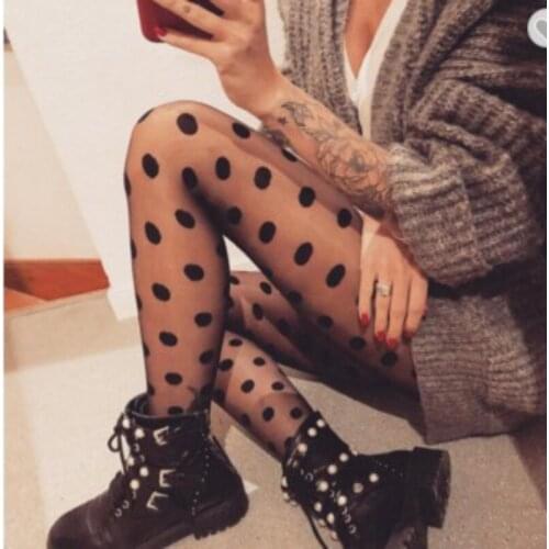 Female Stocking Transparent Silk Tights Japan Style Dot Patterned Women Pantyhose Fashion Sweet Girl Black Sexy Tights