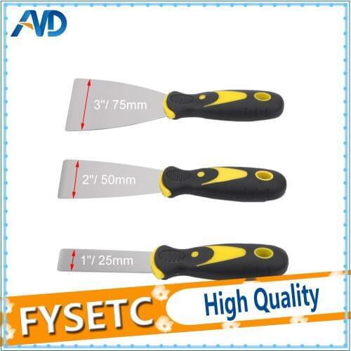 1 Set 3 in 1 Removal Tools Kit Putty Knife 1" 2" 3" Set Stainless Steel Putty Scrapers Tool for 3D Printer Heated Bed Platforms