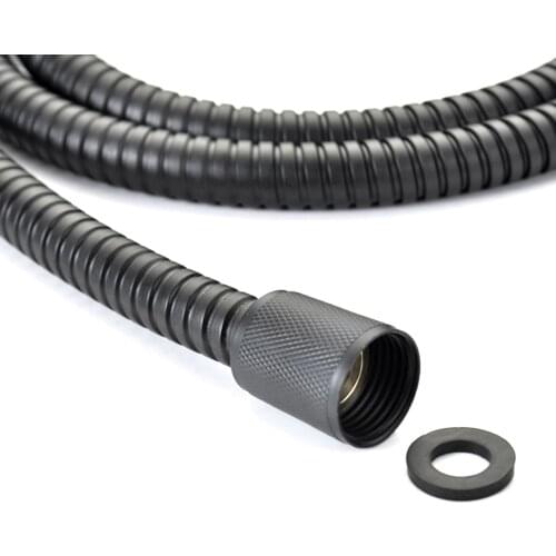 1pc 304 Stainless Steel Shower Hoses 1.5m Plumbing Hoses G1/2 Inch Bathroom Shower Head Pipe Black