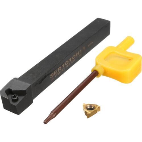 1x SER1010H11 10x100mm Lathe Threading Turning CNC Cutting tool Holder + 11ER 1/4 Inch AG 60 Alloy Steel