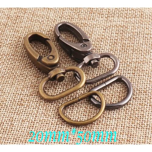 20MM Lobster Swivel Clasps with D Ring Gunmetal Lobster Clasp Connector D Ring Buckle Clasp Trigger Snap for Purse Bag Webbing