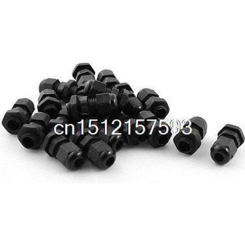 20 Pcs M12 Male Thread 3-6.5mm Adjustable Black Cord Grip Cable Gland