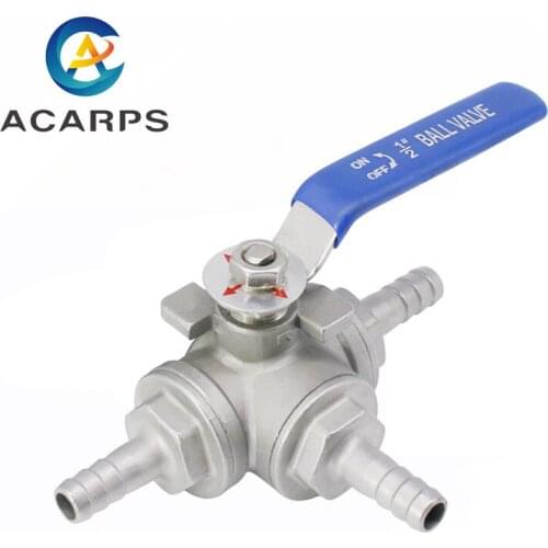 1/2" Stainless Steel Three Way Ball Valve L Type T Type Leather Tube Ball Valve