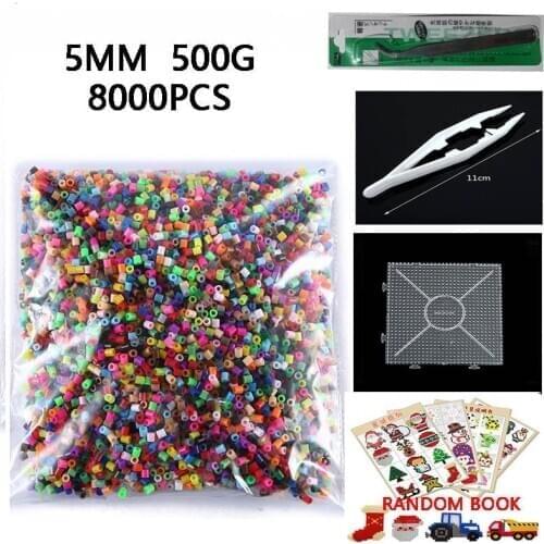 500g 8000pcs 5mm Hama Beads (1 Template+3 IronPaper+2 Tweezers)Mini Hama Fuse Beads Diy Kids Educational Toys Free shipping