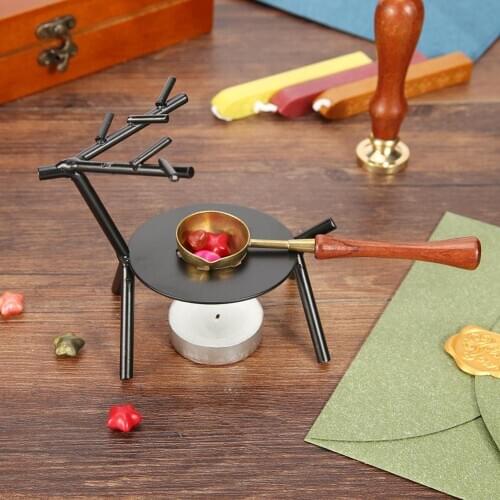 Wooden Wax Seal Stamp Retro Fire Warmer Melting Copper Waxing Spoon Stamp Tool Lightweight Easy To Use And Practical