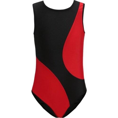 Children Kids Girls Gymnastics dance Suit Breathable Sleeveless Soft Fashion Concise Color Matching Gymnastics Body Suit