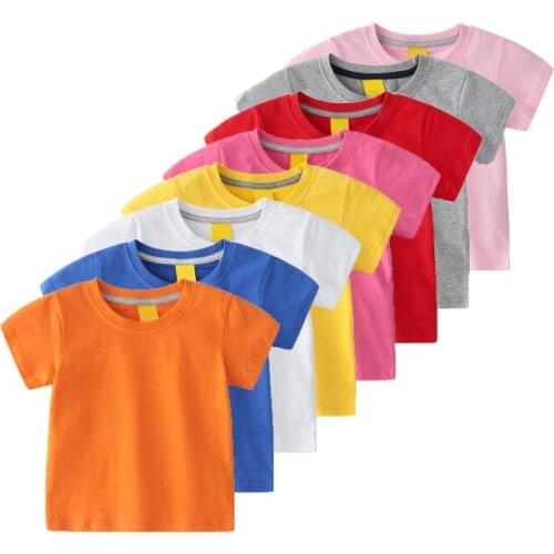 Cotton Boys Girls T shirts 2021 Summer Children Short-sleeved T-shirts Solid half-sleeved Kids Tops Tees Toddler Girl Clothes
