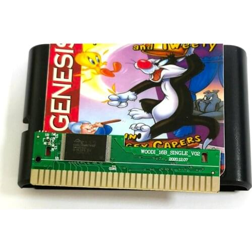 Sylvester & Tweety In Cagey Capers 16 Bit MD Game Card Sega Mega Drive Genesis