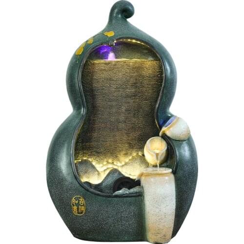 Chinese Gourd Water Curtain Wall Screen Rockery Fountain Landscape Decorations Company Opening Gifts Floor Ornaments QZ