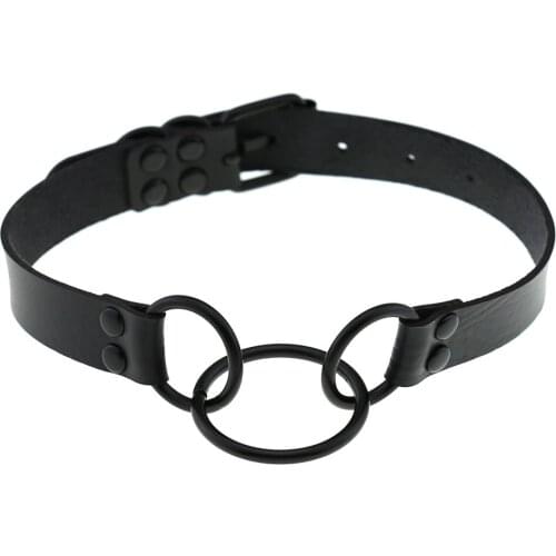 DIEZI Punk Gothic 16 Colors Black PU Leather Necklace For Women Men Vintage Cosplay Circle Choker Statement Necklaces Jewelry