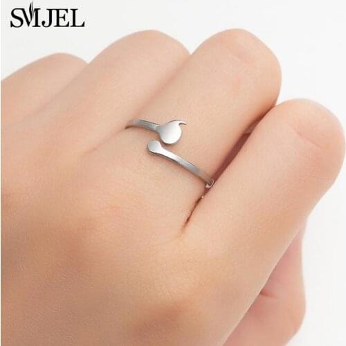 Creative Semicolon Design Opening Wave Rings For Women Men Stainless Steel Inspirational Jewelry Graduate Gifts For Lover Gifts