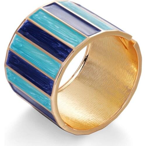 ORNAPEADIA Wholesale Hot Selling Ins Creative Personality Retro Dripping Oil Bracelet for Women Wide Stripe Mixed Color