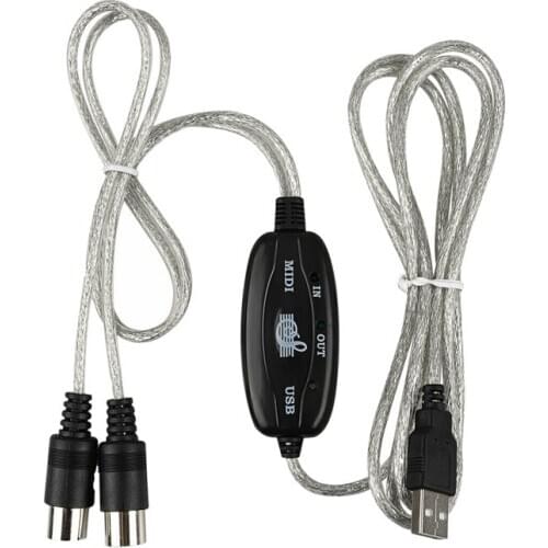 MIDI to USB Cable Converter Connector PC to Synthesizer Music Keyboard Adapter for Home Music Studio