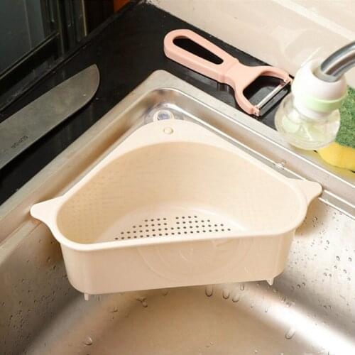 Multifunctional Drain Shelf Kitchen Triangular Sink Strainer Drain Vegetable Fruit Drainer Storage Basket Sink Rack Kitchen Tool