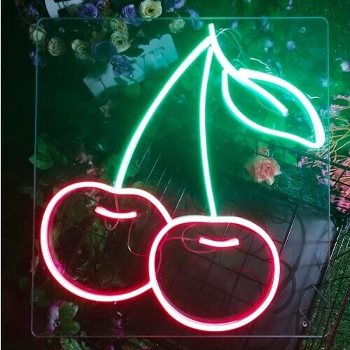 Neon Sign Light Custom Personalizedy Fruit Cherry Visual Art Club Business Store Sign Wall Hanging Flexible Decor For Room
