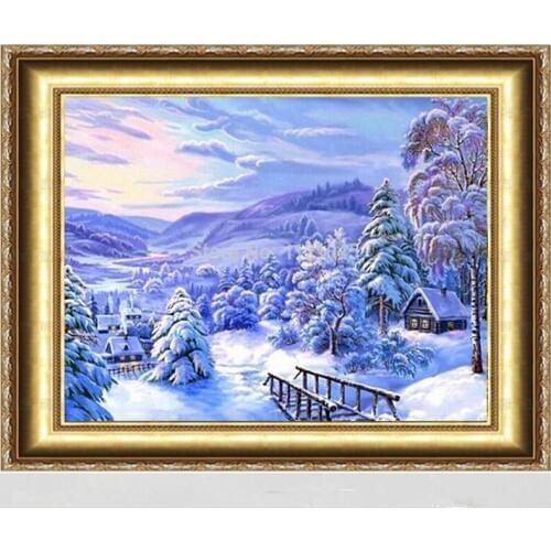 New Needlework Diamond Painting Beautiful Snow Winter Landscape Diamond Embroidery All Square Drill Rhinestone Mosaic Picture