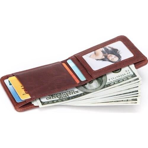 New Casual Genuine Leather Small Wallet For Men Male Slim Purse Man Credit Card Holder Mini Pocket Money Bag 4 Colors