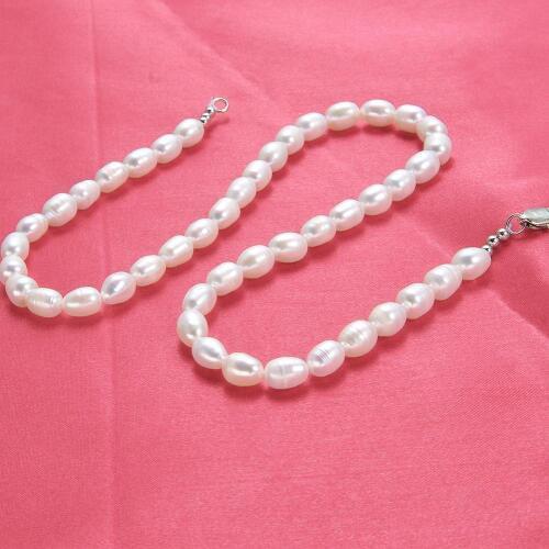 Real White Freshwater Pearl Necklace for Women Gift Beads Handmade 6-7mm pearl 45mm Length Necklace Fashion Jewelry