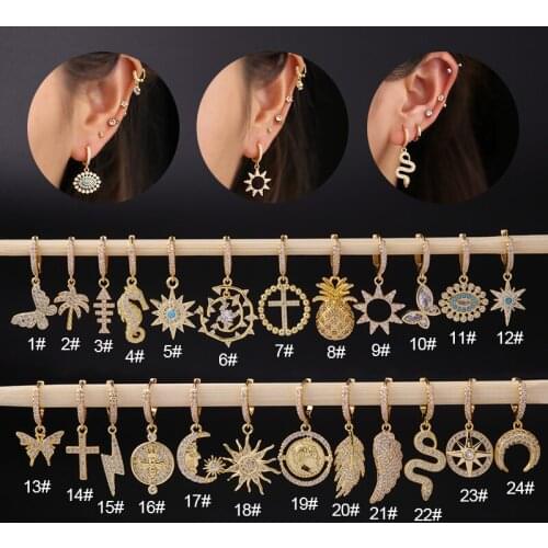 1PCS New Crocc Cz Cartilage Hoop Earring For Women Fashion Helix Tragus Daith Conch Rook Snug Lobe Ear Piercing Jewelry