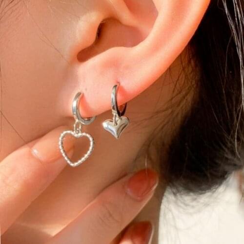 Personality Asymmetrical Heart-shaped Pendant Earrings Elegant Korean Fashion Jewelry Gifts Earrings For Women