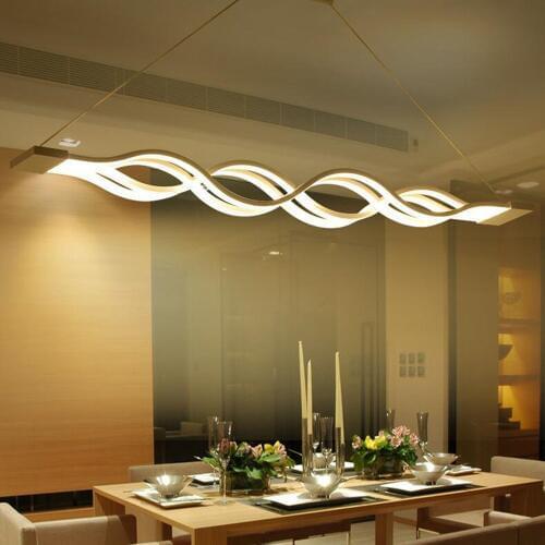 Modern Minimalist Led rectangle Wave Pendant Light 40/80W Led Suspending Lamp Fixture for Dining Room Living Room Hanging Light