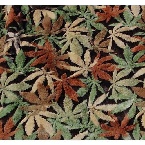 Imitatio maple leaf messy jacquard thick clothing artificial smooth plush faux fur fabric for coat vest fausse fourrure tissu