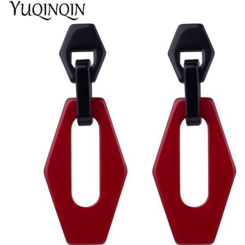 Vintage Fashion Resin Earrings for Women Big Long Geometric Red Acrylic Drop Earring for Girls Elegant Gifts Wedding Jewelry