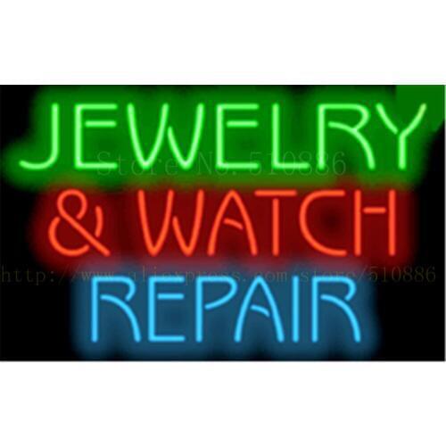 Jewelry & Watch Repair NEON SIGN REAL GLASS BEER BAR PUB LIGHT SIGNS display Accessory Pawn shop Advertising Light 17*14"