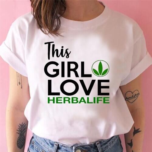 Female T-shirt Harajuku Womens T-shirts 2020 Dlrn This Girl Loves Herbalife Letters Print Top Summer O-neck Ladies Tops Shirts