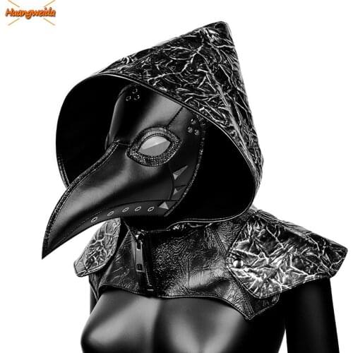Plague Doctor Mask Woman Cape Halloween Costumes Middle Ages Synthetic Leather Halloween Masks Steampunks Prop Carnival Capa