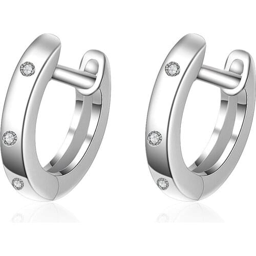 New Arrival 925 Sterling Silver Fashion Circle CZ Zircon Ladies Stud Earrings Promotion Jewelry Women Never Fade Gift Cheap