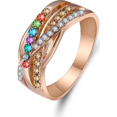 Womens Ring Color Zircon Geometric Gold Color Fashion Ring Customized Ring For Women Banquet Engagement Engagement Girlfriend