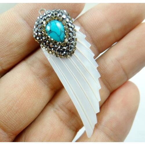 1pc Natural Freshwater wing Shell Necklace Pendants For Jewelry Making Charms Pendants 52*15MM P314