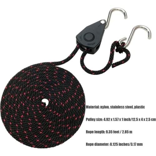 1 Pc 2.85 Meters Outdoor Adjustable Multifunctional Camping Hanging Rope Portable Tent Light Lanyard Sling Lifting Pulley S Hook