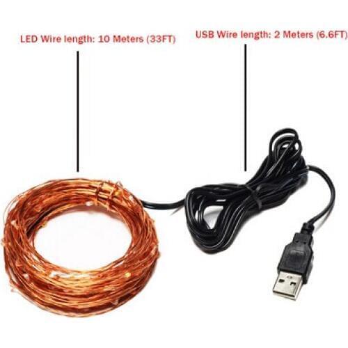 10pcs 10M 100LED Novelty Copper Fairy Lights 5V USB LED Night Light For Toy Desk Flower Home party Decoration nightlight