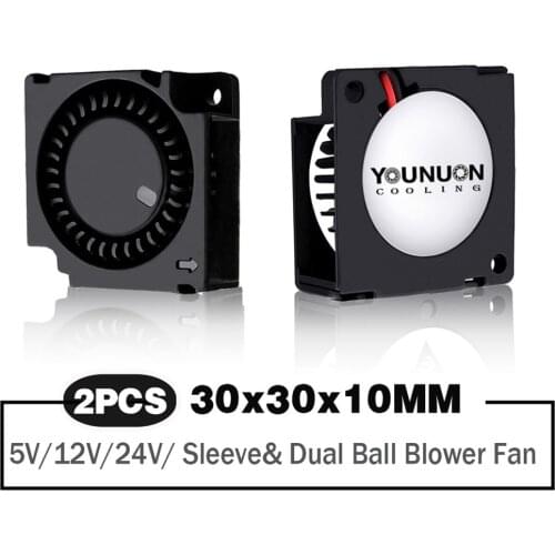 2 Pieces 3010 Blower Brushless Fan 5V 12V 24V 30x30x10mm Brushless Motor Turbine Blower Cool Fan For 3D Printer Parts
