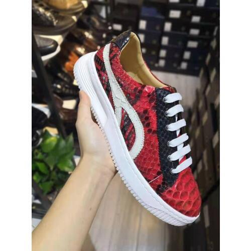 2019 new production 100% real genuine python skin snake leather fashion sneaker shoe with genuine cowhide skin lining