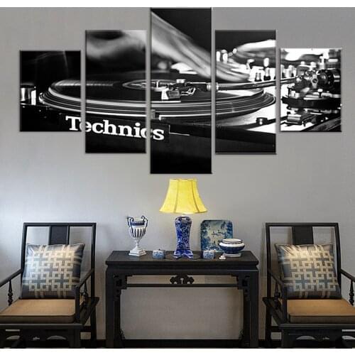 5 Piece Canvas Paintings Framework HD Prints Picture Turntable Record Deck Poster Home Decor for Living Room Wall Art Decoration