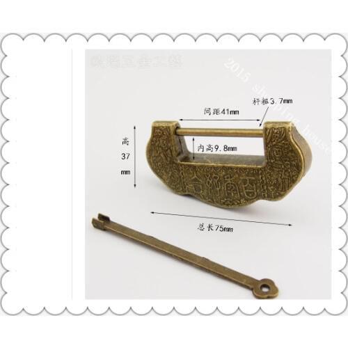 A027 Furniture accessories Mini small antique lock box cross open padlock Chinese ancient locks Zinc alloy