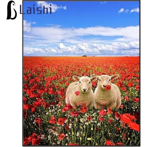 5D DIY new diamond inlaid flower animal sheep rhinestone home decoration diamond painting full workshop gift landscape painting