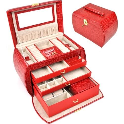 Free Shipping Ring&necklaces& pendants Gift Jewelry Boxes Cases Display ,Leather gift box28.5x16x19cm red color
