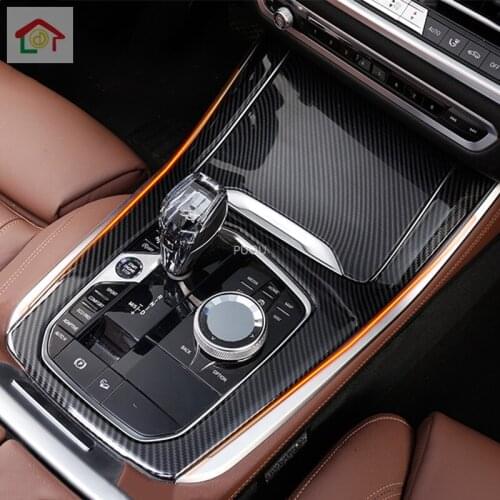 For BMW X5 G05 2019 2020 Carbon Fiber Style Gear Shift Panel Center Console Cover Trim Frame Car Styling Sticker
