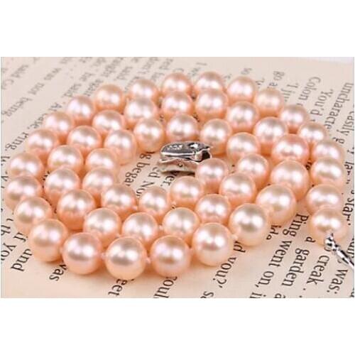 Classic south sea 9-10mm round white pearl necklace18"925s KKK