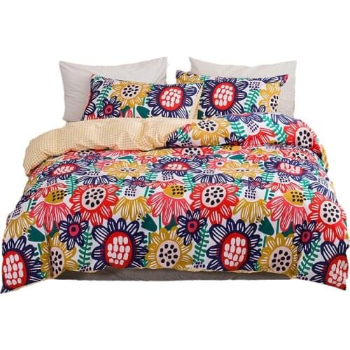 ROMANZO 2/3PCSHousse de couette sun flower marble flower solid color quilt cover bedding printing of home textile bedding set
