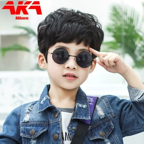 AKAgafas Round Sunglasses Children 2021 Luxury Brand Sunglasses Children Cool Glasses for Boy/Girl Mirror Oculos De Sol Feminino