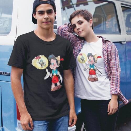 Summer Short Sleeve T-Shirt Girls Tee Disney Pinocchio Basic T Shirt Women Casual O-neck Unisex Hipster Tshirt Top 7 Colors