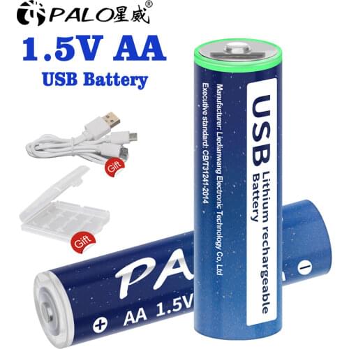 PALO 1.5V AA Li-ion battery 2800mWh AA Rechargeable Battery USB AA Lithium aa Battery 2A Batteria For Walkie talkie,aa batteries
