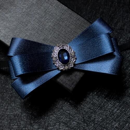 Fashion Handmade Stewardess Professional Bow Tie Mens Business Ladies Formal Dress Collar Flower British Rhinestones Bowtie