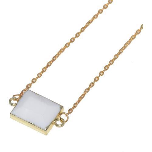 Fashion Jewelry Vintage Long Stone Rectangle connector gold chain necklace white howlite gold bezel pendant women necklace 2019
