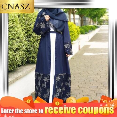Muslim Women Fashion Maxi Dress Plus Size Robe Embroidery Abaya Open Cardigan Dubai Paryer Ramadan Casual Kaftan Long Abaya